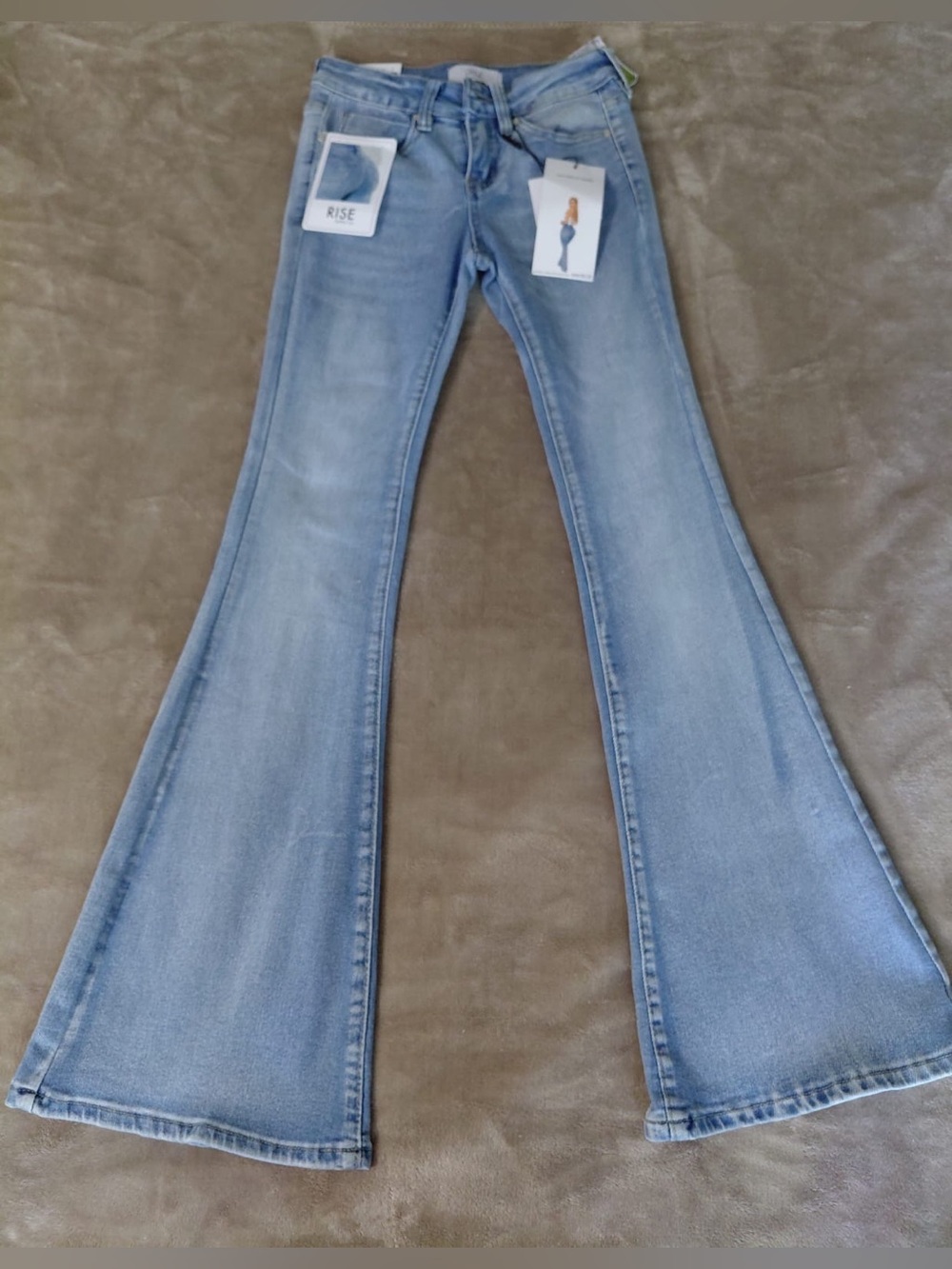 NWT Rise Supply Co Butterfly Rhinestone Flare Jeans Light Wash 00/23